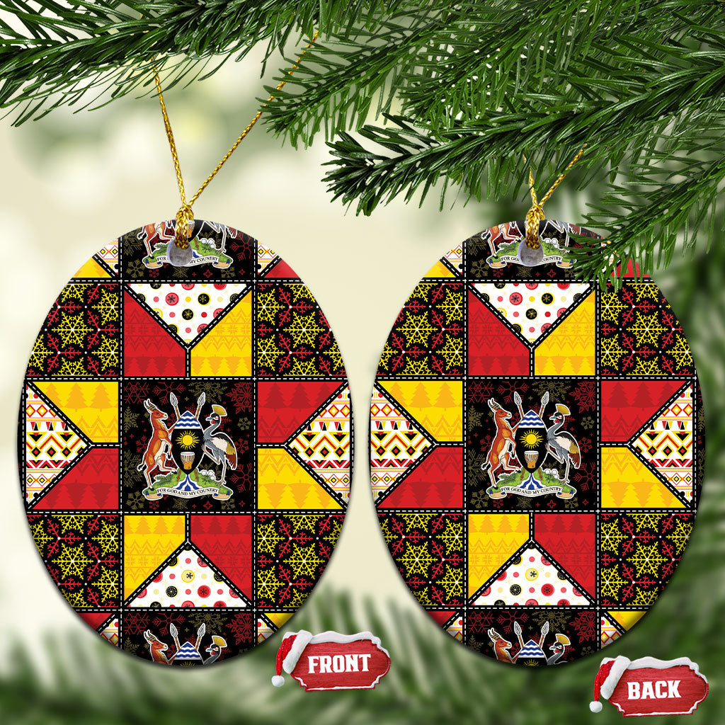 Uganda Christmas Ceramic Ornament Patchwork Style