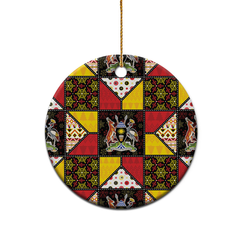 Uganda Christmas Ceramic Ornament Patchwork Style
