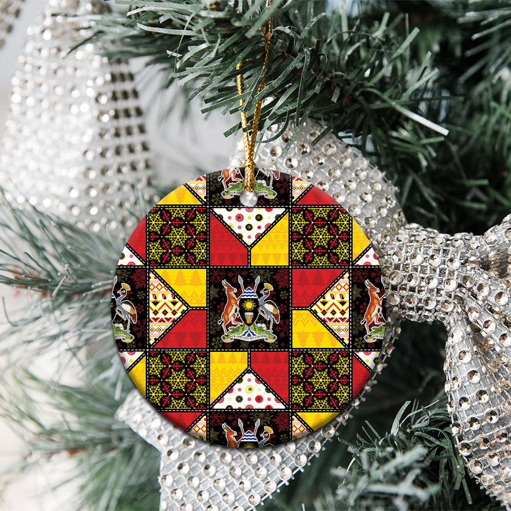 Uganda Christmas Ceramic Ornament Patchwork Style