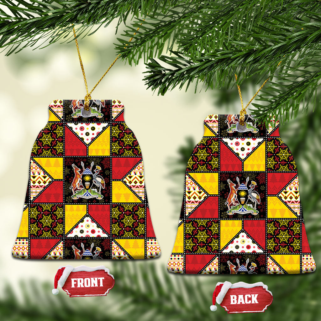 Uganda Christmas Ceramic Ornament Patchwork Style