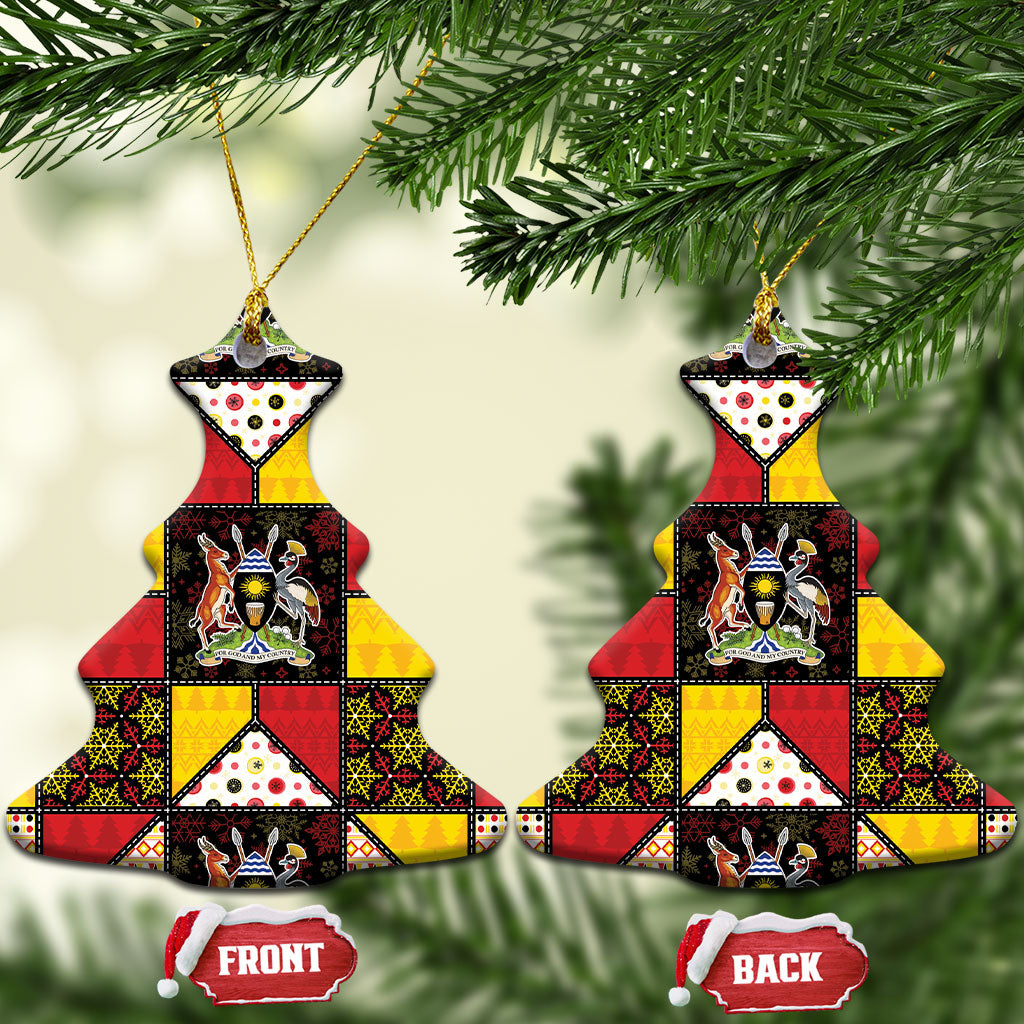 Uganda Christmas Ceramic Ornament Patchwork Style