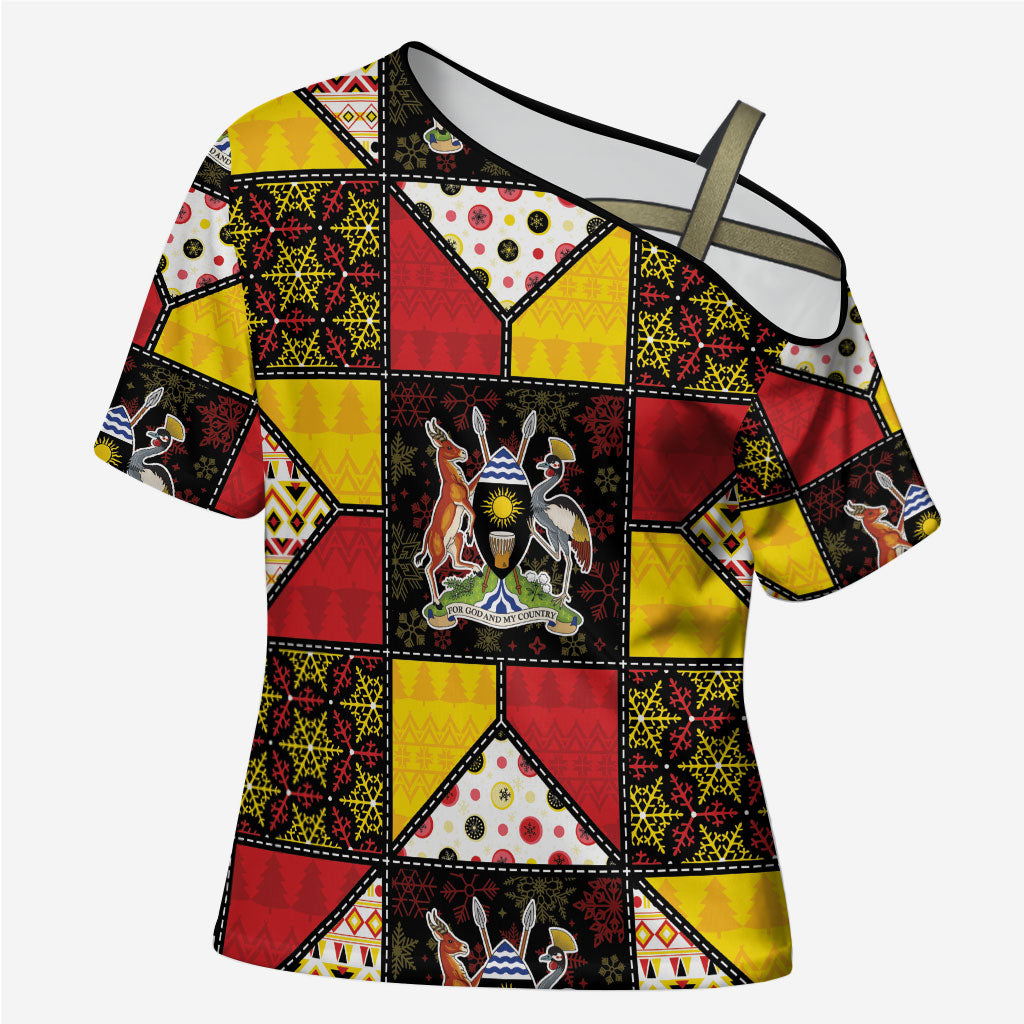 Uganda Christmas Cross Shoulder Shirt Patchwork Style