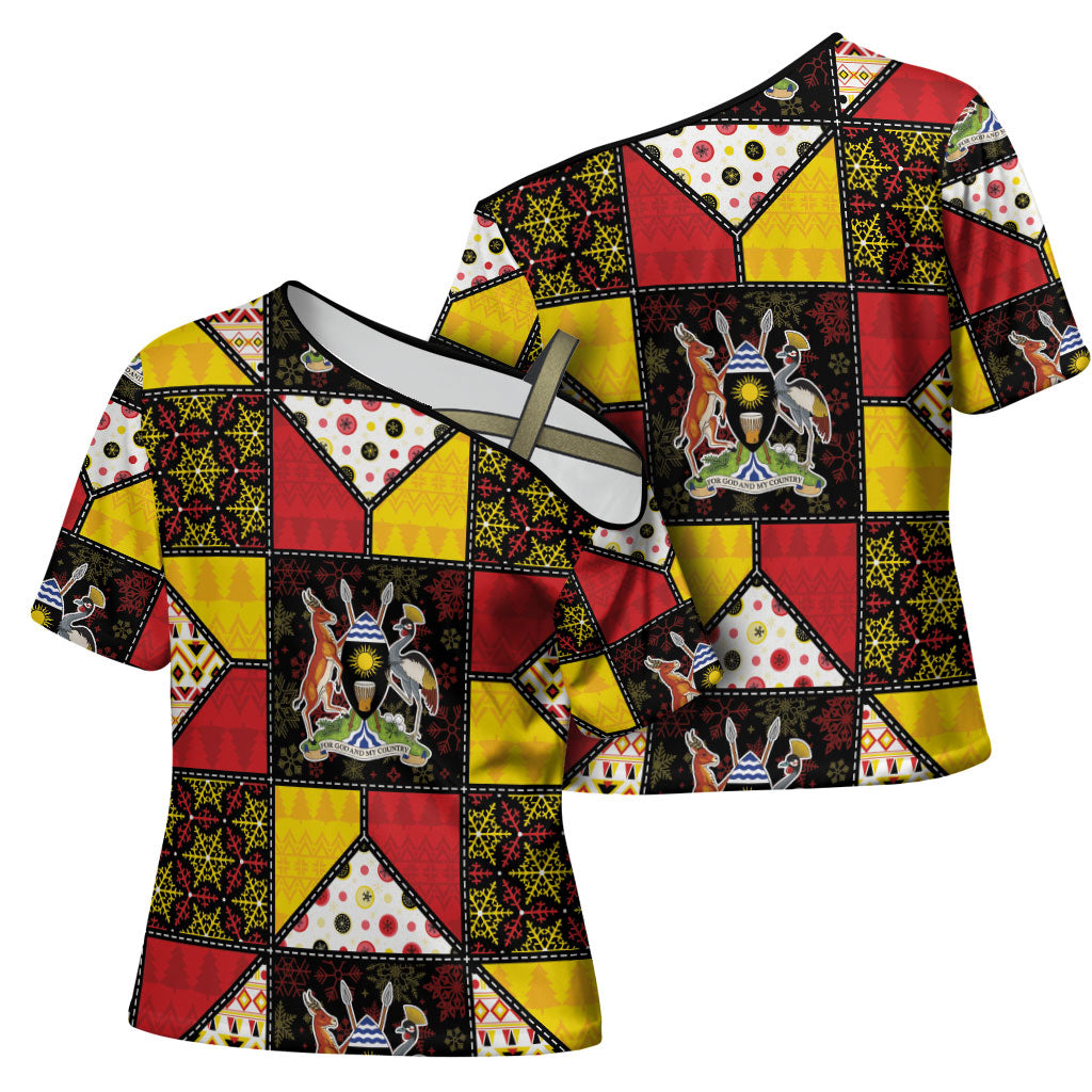 Uganda Christmas Cross Shoulder Shirt Patchwork Style