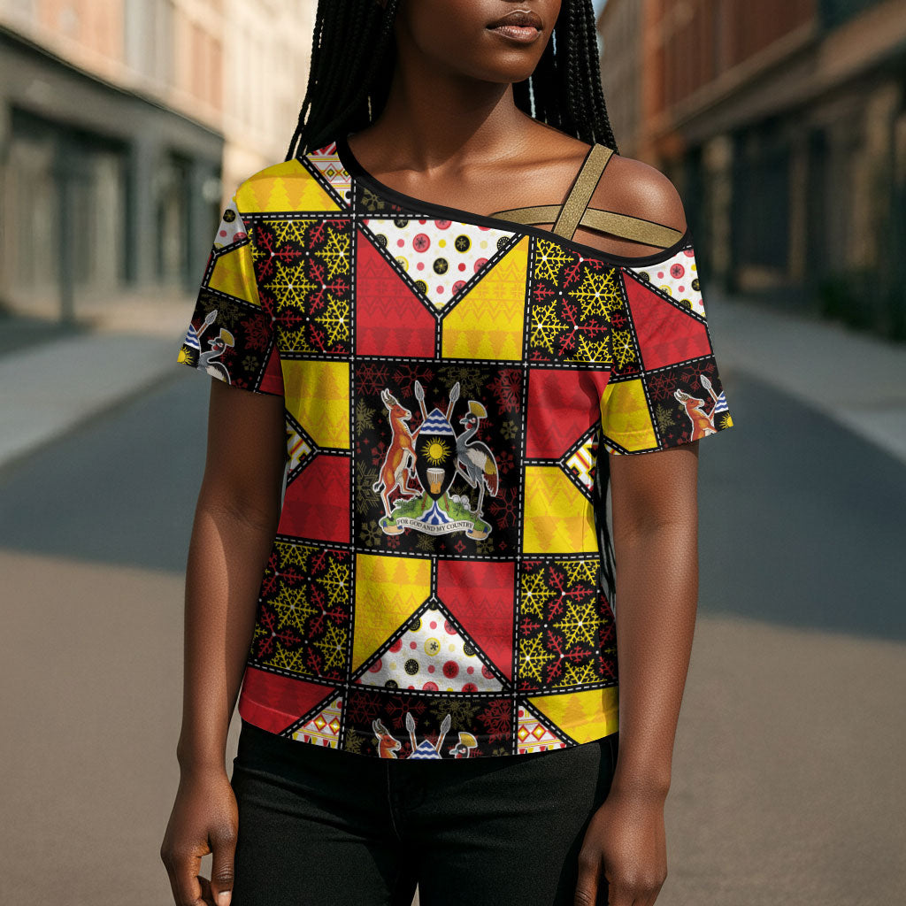 Uganda Christmas Cross Shoulder Shirt Patchwork Style
