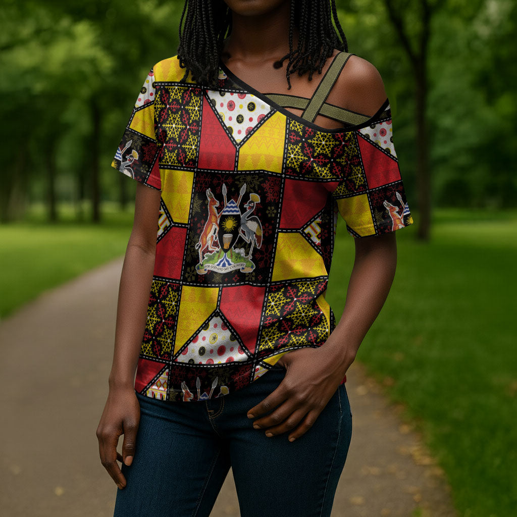 Uganda Christmas Cross Shoulder Shirt Patchwork Style