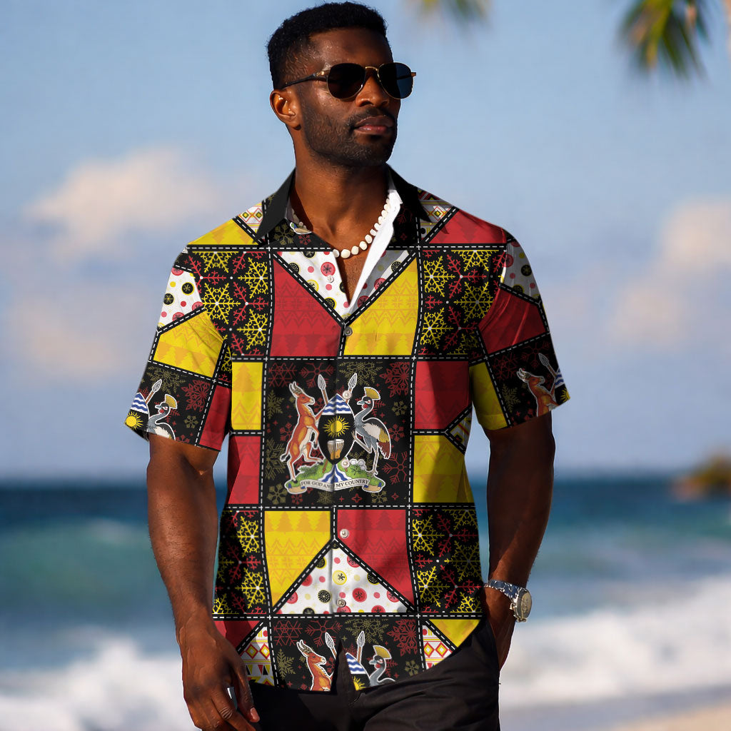 Uganda Christmas Hawaiian Shirt Patchwork Style