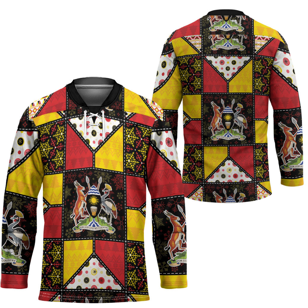 Uganda Christmas Hockey Jersey Patchwork Style