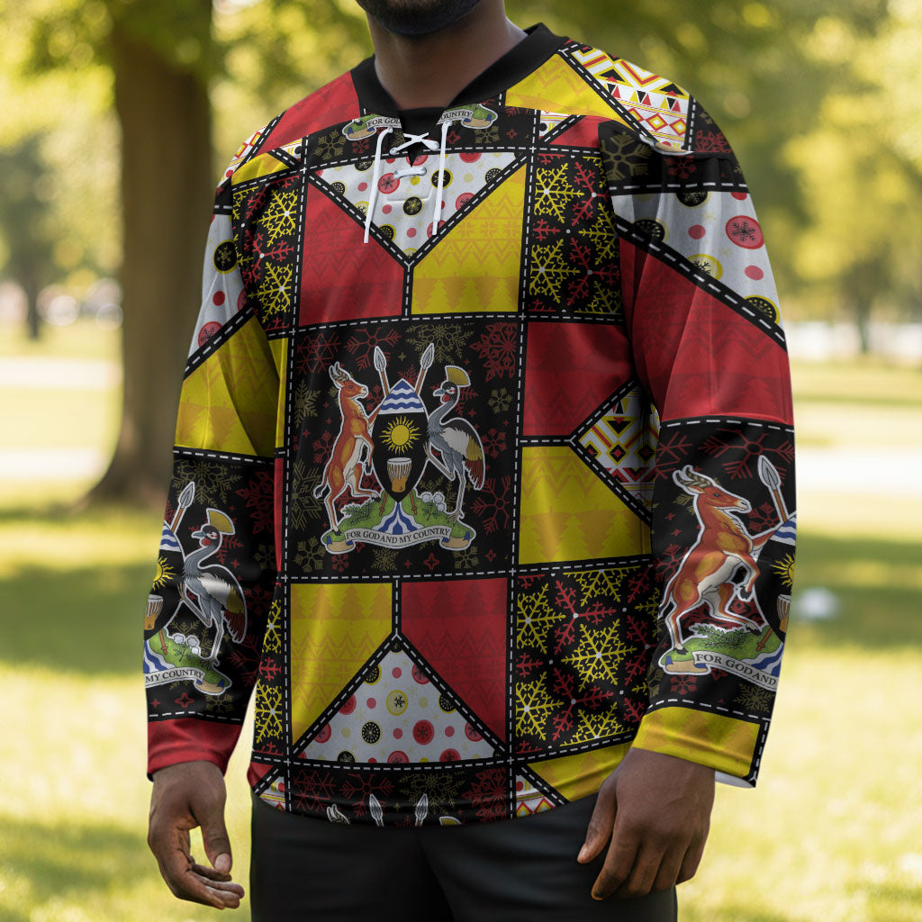 Uganda Christmas Hockey Jersey Patchwork Style