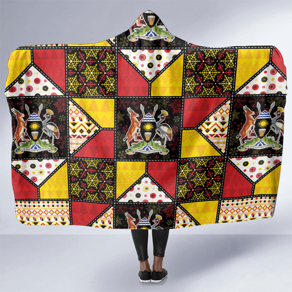 Uganda Christmas Hooded Blanket Patchwork Style