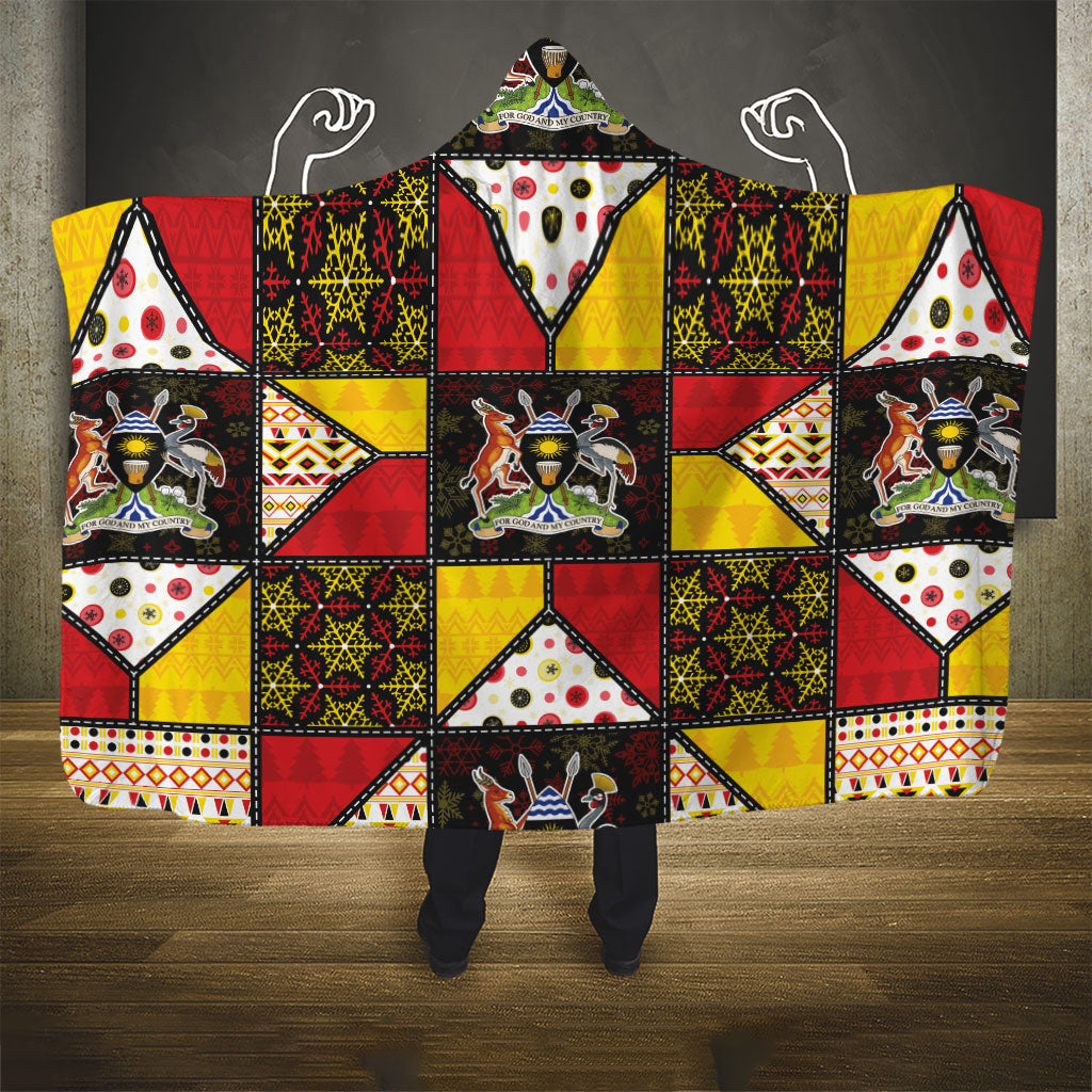 Uganda Christmas Hooded Blanket Patchwork Style