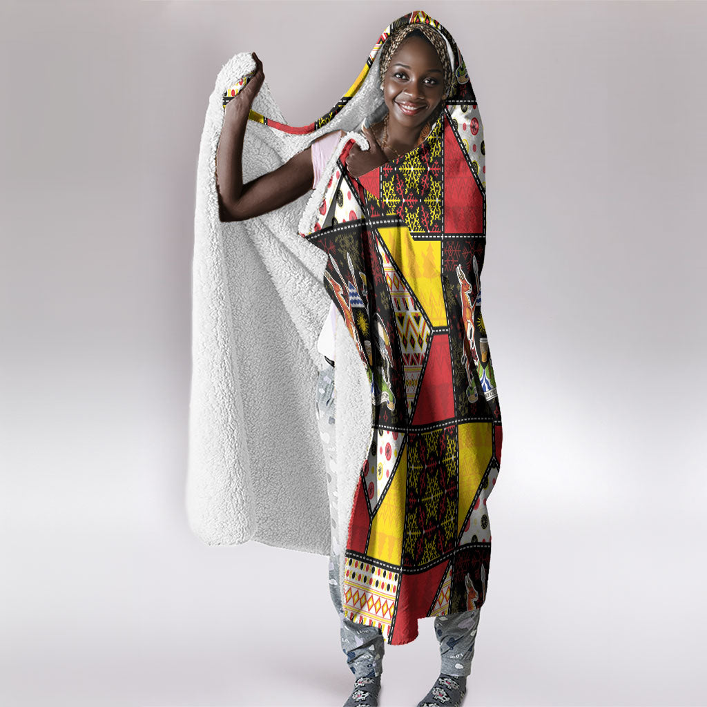 Uganda Christmas Hooded Blanket Patchwork Style