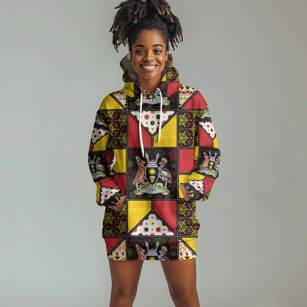 Uganda Christmas Hoodie Dress Patchwork Style