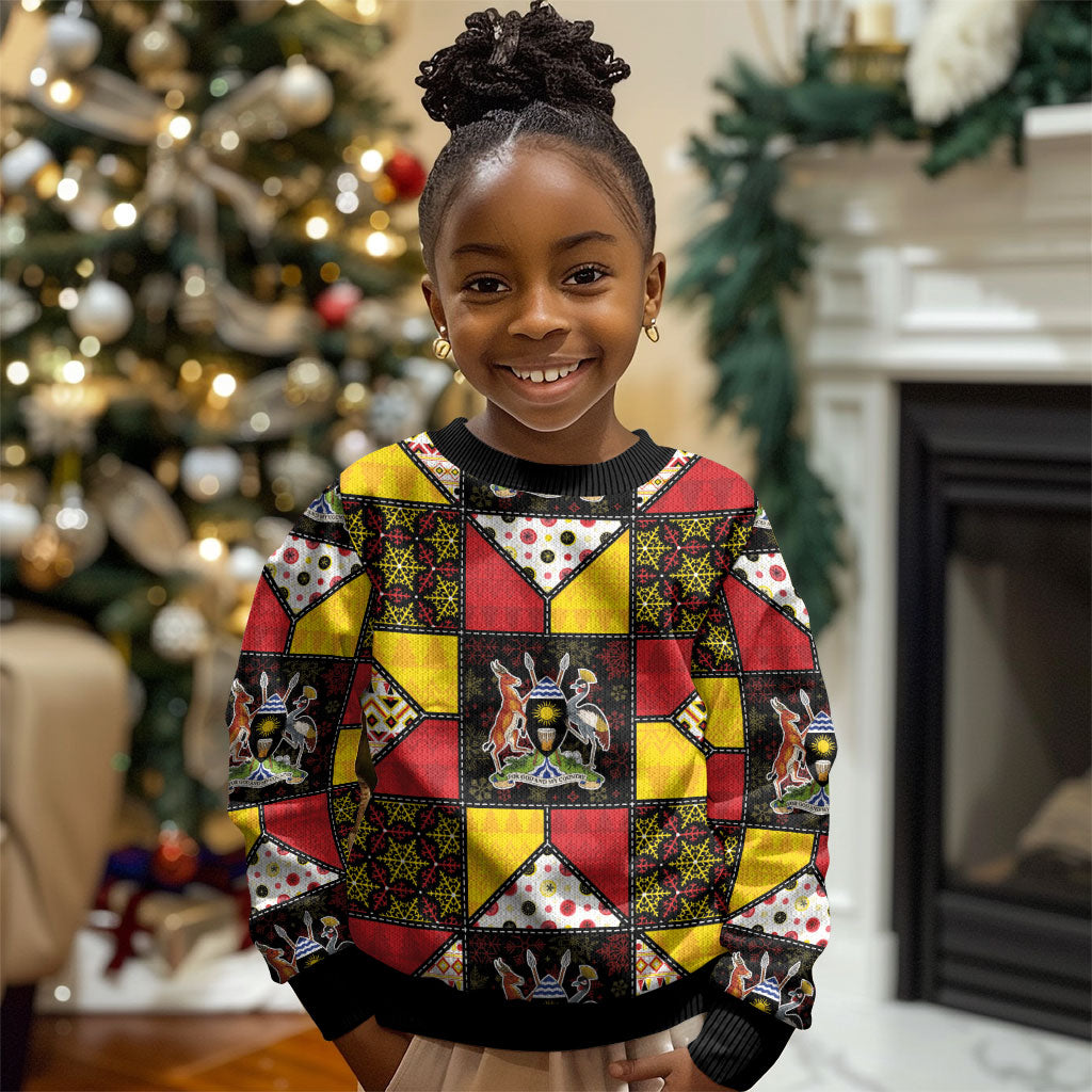 Uganda Christmas Kid Ugly Christmas Sweater Patchwork Style