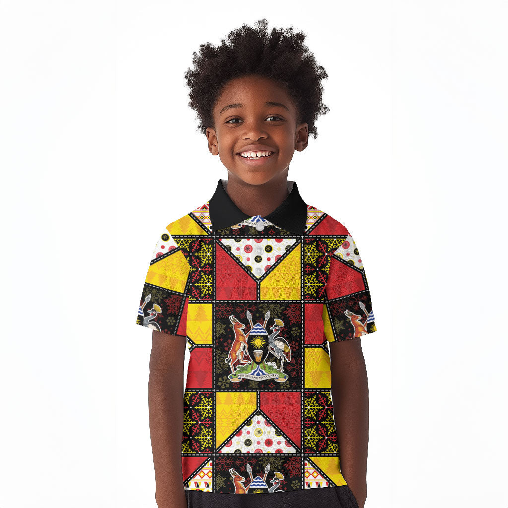 Uganda Christmas Kid Polo Shirt Patchwork Style