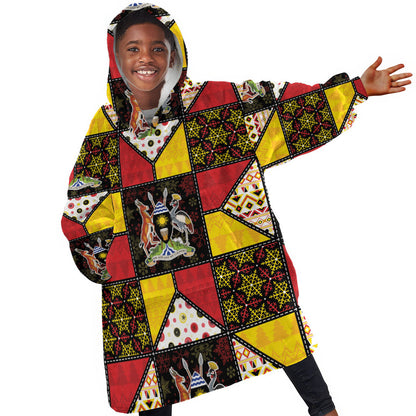 Uganda Christmas Kid Wearable Blanket Hoodie Patchwork Style
