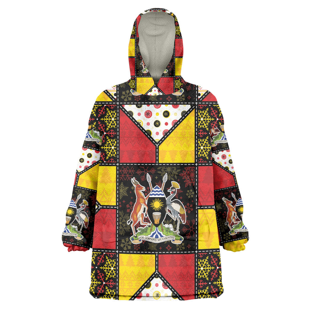Uganda Christmas Kid Wearable Blanket Hoodie Patchwork Style