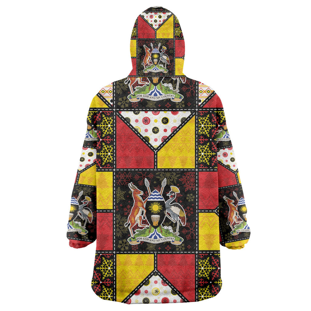 Uganda Christmas Kid Wearable Blanket Hoodie Patchwork Style