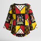 Uganda Christmas Kimono Sleeve Blouse Patchwork Style