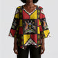 Uganda Christmas Kimono Sleeve Blouse Patchwork Style