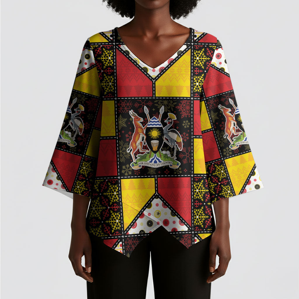 Uganda Christmas Kimono Sleeve Blouse Patchwork Style