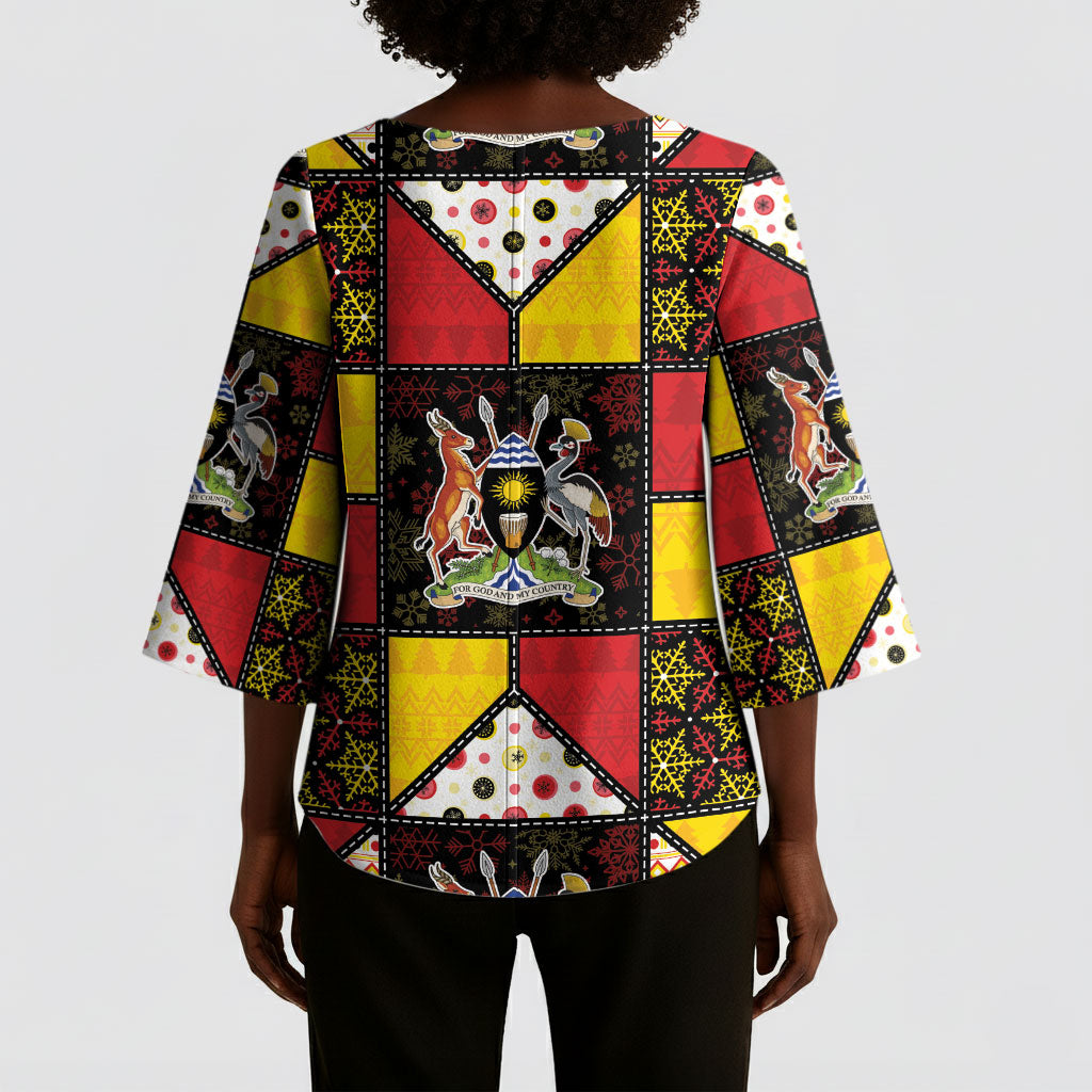 Uganda Christmas Kimono Sleeve Blouse Patchwork Style