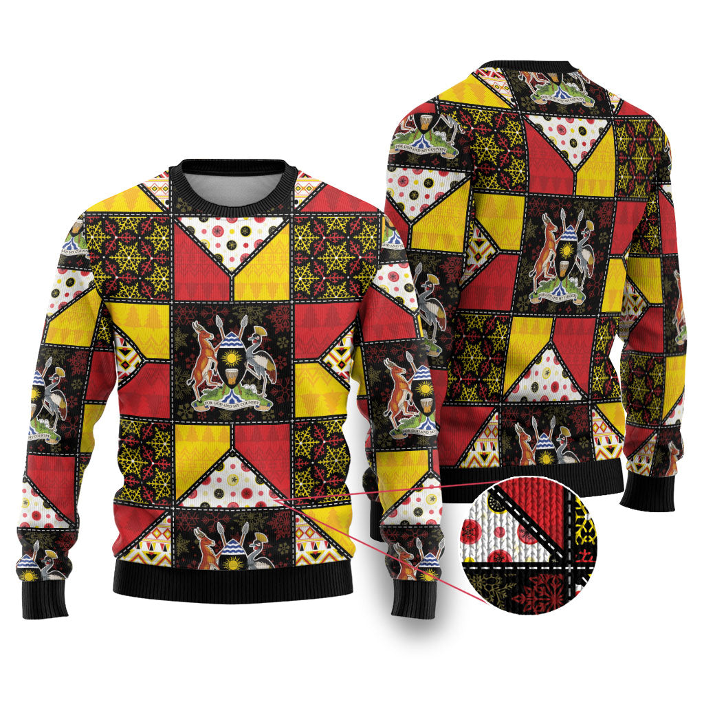 Uganda Christmas Ugly Christmas Sweater Patchwork Style