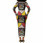 Uganda Christmas Long Sleeve Bodycon Dress Patchwork Style