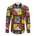 Uganda Christmas Long Sleeve Button Shirt Patchwork Style