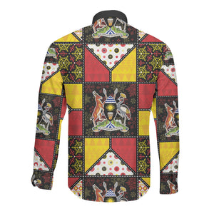 Uganda Christmas Long Sleeve Button Shirt Patchwork Style