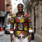 Uganda Christmas Long Sleeve Button Shirt Patchwork Style
