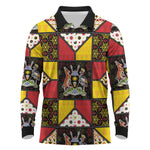 Uganda Christmas Long Sleeve Polo Shirt Patchwork Style