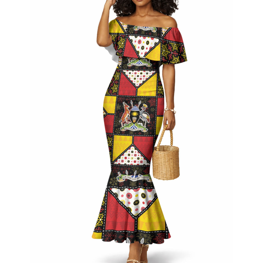 Uganda Christmas Mermaid Dress Patchwork Style