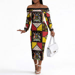 Uganda Christmas Off The Shoulder Long Sleeve Dress Patchwork Style