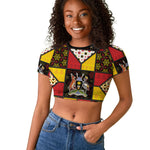 Uganda Christmas Raglan Cropped T shirt Patchwork Style