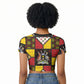 Uganda Christmas Raglan Cropped T shirt Patchwork Style