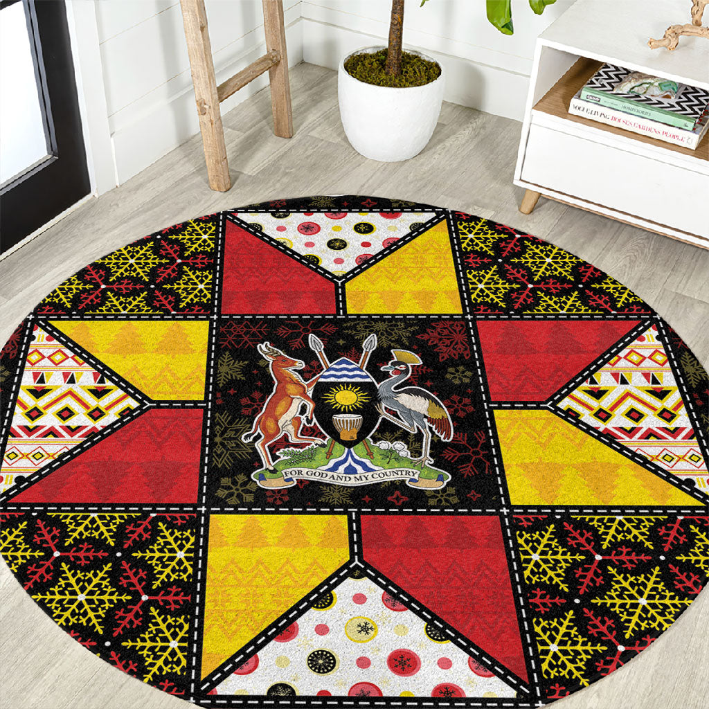 Uganda Christmas Round Carpet Patchwork Style