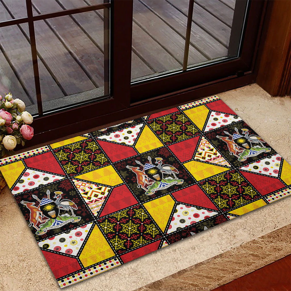 Uganda Christmas Rubber Doormat Patchwork Style