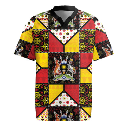 Uganda Christmas Rugby Jersey Patchwork Style