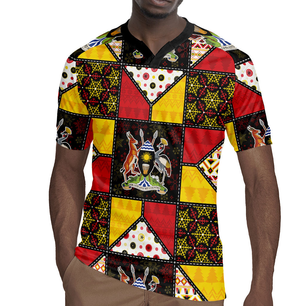 Uganda Christmas Rugby Jersey Patchwork Style
