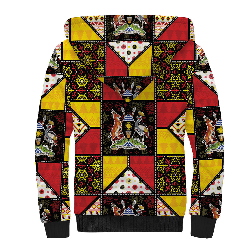 Uganda Christmas Sherpa Hoodie Patchwork Style