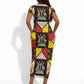 Uganda Christmas Short Sleeve Bodycon Dress Patchwork Style