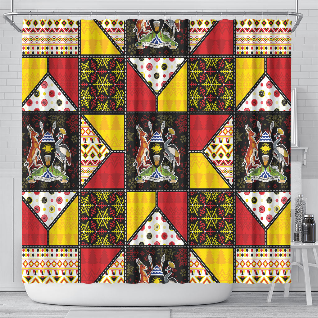 Uganda Christmas Shower Curtain Patchwork Style