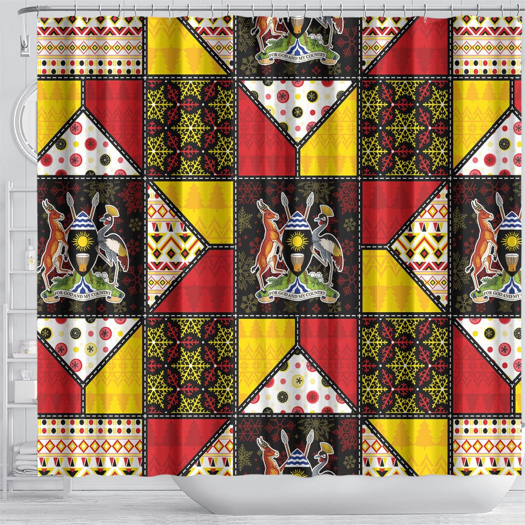 Uganda Christmas Shower Curtain Patchwork Style