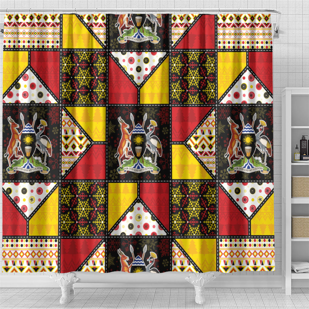 Uganda Christmas Shower Curtain Patchwork Style