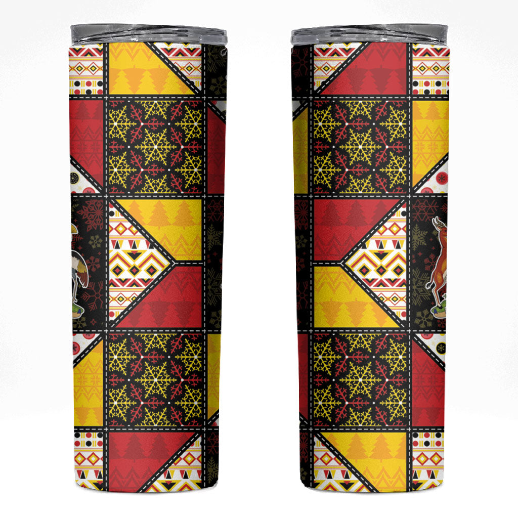 Uganda Christmas Skinny Tumbler Patchwork Style
