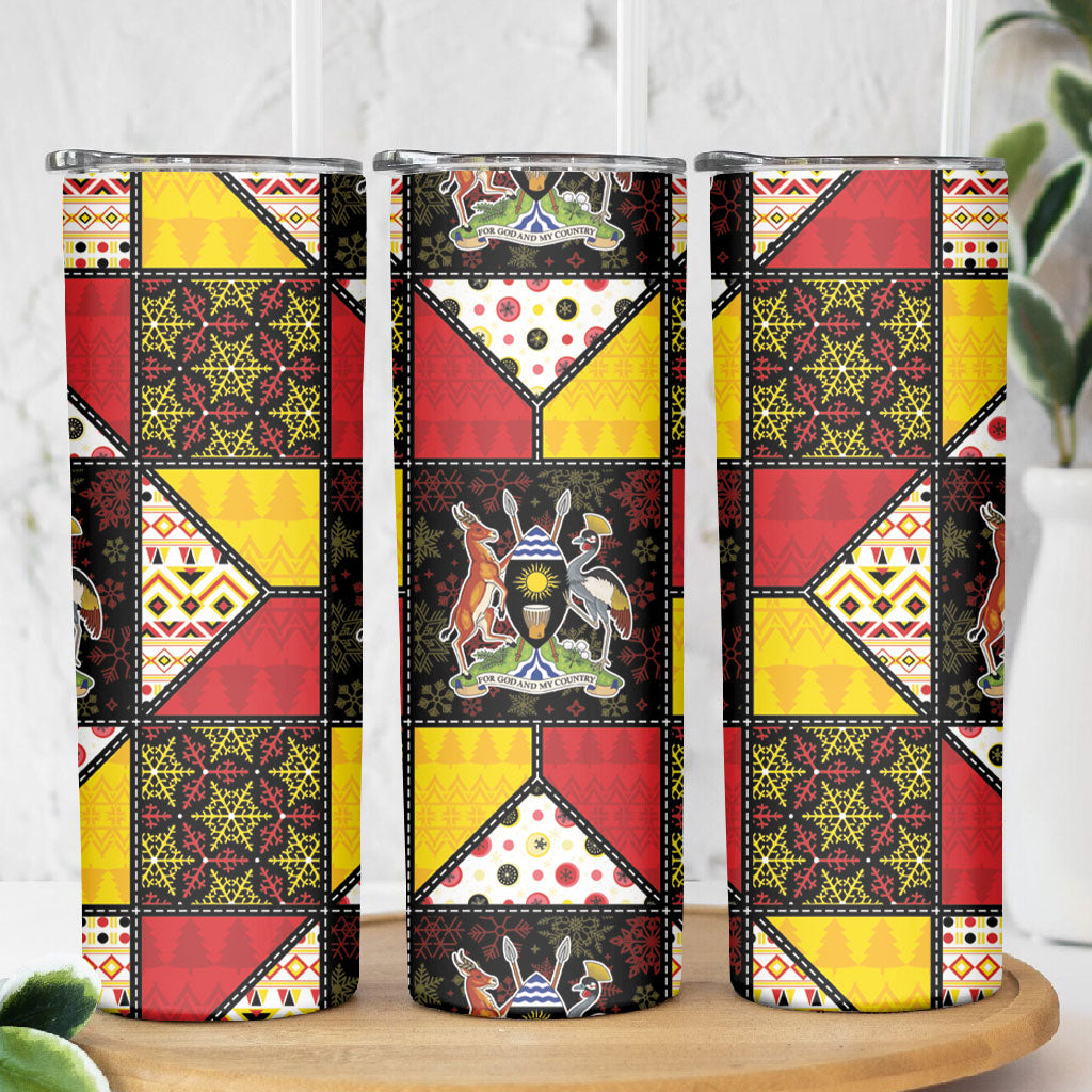 Uganda Christmas Skinny Tumbler Patchwork Style