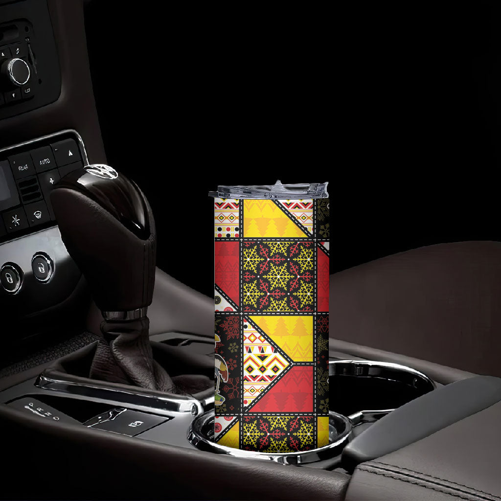 Uganda Christmas Skinny Tumbler Patchwork Style