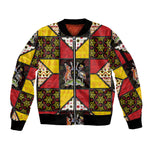 Uganda Christmas Sleeve Zip Bomber Jacket Patchwork Style