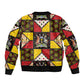 Uganda Christmas Sleeve Zip Bomber Jacket Patchwork Style