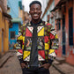 Uganda Christmas Sleeve Zip Bomber Jacket Patchwork Style